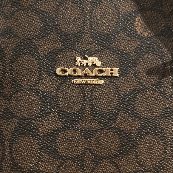 Coach Mollie Signature Coated Canvas Leather Brown/Black Shoulder Tote MSRP $428 - Picture 12 of 15